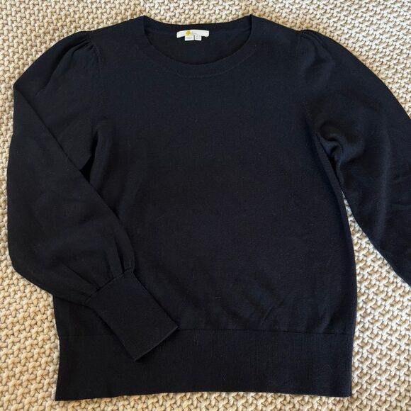 Pair of Boden Antonia Puff Sleeve Sweater Jumper Set of Two Black Cream Basics - Picture 4 of 15